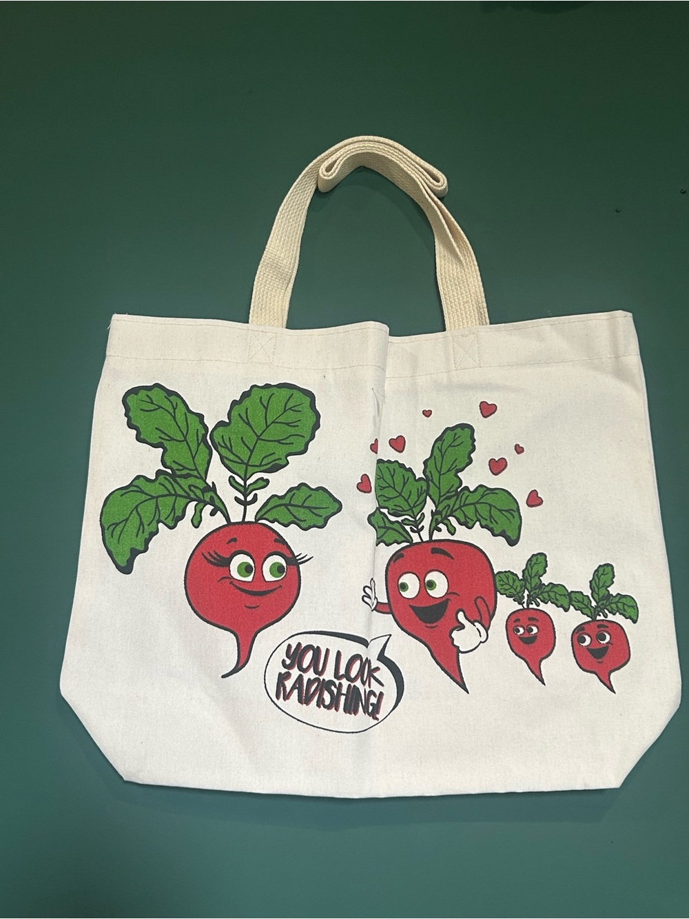 Vintage Urban Outfitters Canvas Radish Print Tote Bag - White/Red